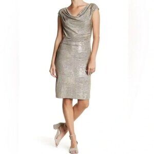 Vince Camuto Womens Gold Sleeveless Knee Length Sheath Party Dress (Size 8)